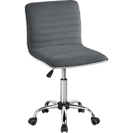Офісне крісло Yaheetech без підлокітників, ергономічне, з регулюванням висоти, поворотне на 360°, з м'якою оббивкою з велюру, сірого кольору