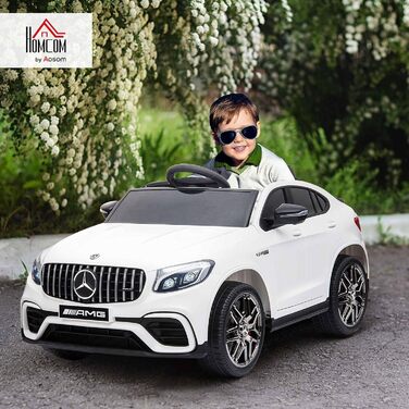 Дитячий електромобіль Mercedes-Benz AMG GLC63S Coupe 12V, ліцензійний, з пультом ДУ, ременем безпеки, 2x35W, білий, для дітей 3-5 років, HOMCOM