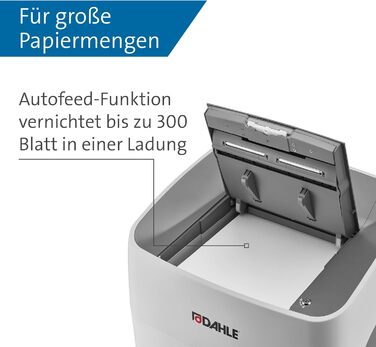 Шредер Dahle ShredMATIC 90 з автоподачею паперу, P-4, 300 аркушів, світло-сірий/сірий, без масла, без обслуговування