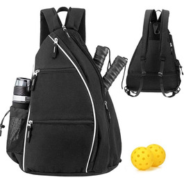 Оновіть водонепроникний тенісний рюкзак-регульована Тенісна сумка для жінок / чоловіків, багатофункціональний спортивний рюкзак (чорний)