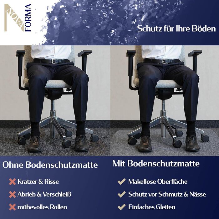 Захисна килимок для підлоги з PET - прозорий захист для твердих підлог - 100% перероблений - екологічний килимок для офісного крісла - універсальний захист для офісу та дому (120x130 см, для килимового покриття)