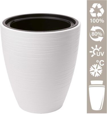 Горщик для квітів MELTOM Blumenkübel – білий, діаметр 42 см, знімний вкладиш, горизонтальні смуги