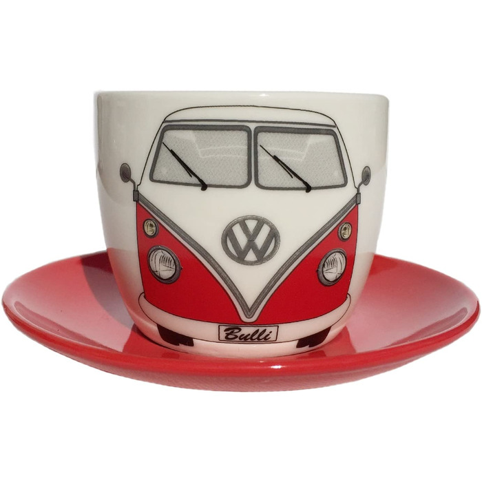 Колекція BRISA VW - чашки для еспресо на автобусі Volkswagen T1 Bulli в подарунковій коробці (Мотив блюдця-відмінна ідея для подарунка / сувенір(фронт / 4 кольори/набір з 4 шт. / 100 мл) (2 шт. (1 упаковка))