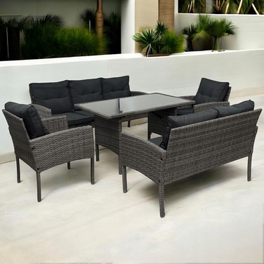 Комплект садових меблів IdealGarden із техноротанга, коричневий, 5 предметів