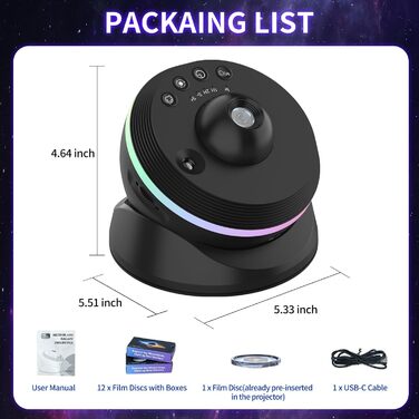 Проєктор зоряного неба VanSmaGo 8-го покоління Sternenhimmel Galaxy: Планетарій, нічник HD з обертанням 360°, таймером та регульованим режимом