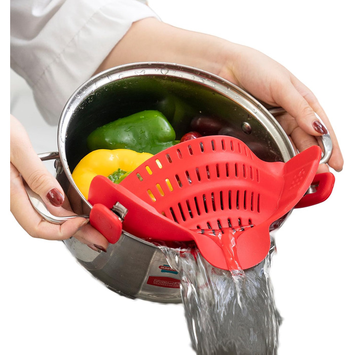 Силіконовий друшляк ZAIGON - без бісфенолу, багатофункціональний, можна мити в посудомийній машині (червоний)