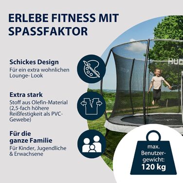 Батут садовий HUDORA Fantastic Complete Max: діаметр 300 см, з захисною сіткою, драбиною та захисним бортом, навантаження до 120 кг