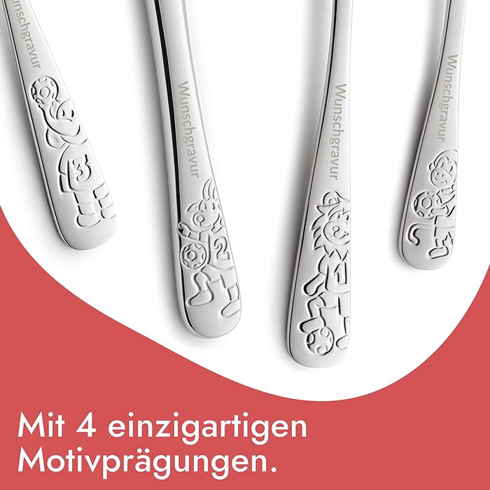 Дитячий столовий набір Ballfreunde з гравіюванням імені - унікальний дитячий столовий набір з гравіюванням, персоналізований хрещення для хлопчика/дівчинки, персоналізований столовий прилад, персоналізовані подарунки для дітей (4 шт.)