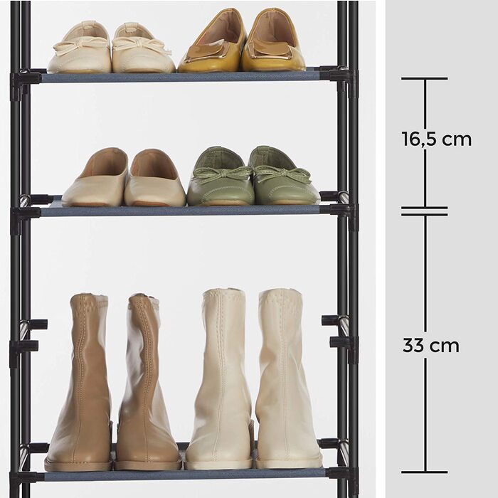 Полиця для взуття з 4 полицями, набір з 2 шт. , полиця для взуття, зберігання взуття, металевий каркас, полиці з нетканого матеріалу, для передпокою, спальні, вітальні, 45 x 28 x 80 см, LSR044B02 (сірий)