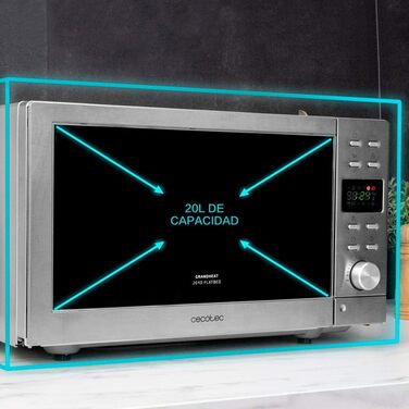 Мікрохвильова піч Cecotec GrandHeat 2500 Flatbed Touch White 800 Вт, 20 л, сенсорне керування, 8 програм, нержавіюча сталь