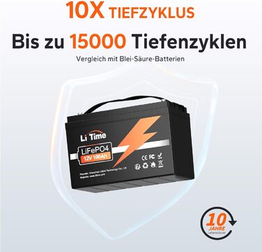 Акумуляторна батарея LiFePO4 12 В 100 Ач, літієвий акумулятор 1280 Втгод, 100 А BMS, 15000 циклів, послідовно/паралельно, заміна свинцево-кислотного продукту