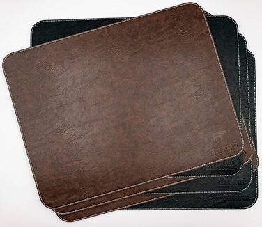 Набір столових серветок BEEFSTONE® 6 шт. з PU шкіри, двосторонні, водонепроникні, миючіся, з ефектом шкіри, 44 x 34 см (Чорно-коричневий/Бежевий)