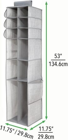 Підвісна шафа mDesign з тканини - ідеально підходить як підвісна полиця - 16 відділень - сірий