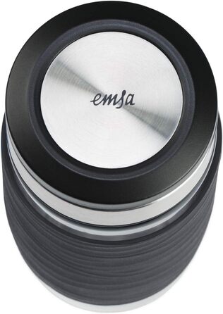 Чайний горнятко Emsa N20805 Teebecher з подвійними стінками, 0.4 л, знімний фільтр, BPA-Free, герметичне, для миття в посудомийній машині, 360° відкривання (Чорний)