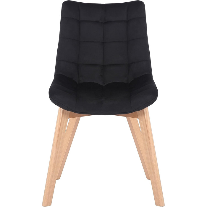 Набір з 2-х обідніх стільців Passaic з велюру, ергономічно м'яко оббиті та з прострочкою, з захистом для підлоги, витримують до 150 кг, колір: чорний