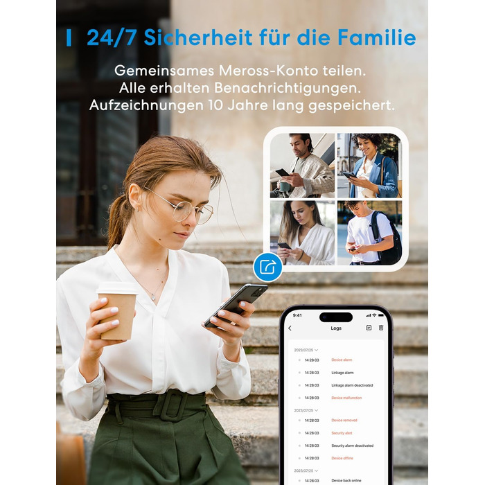 Meross Matter комплект димових сповіщувачів (3 шт.) з Matter Hub, Wi-Fi, двосторонній датчик світла, захист від комах 0,8 мм