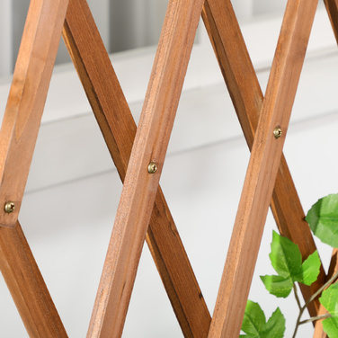 Високе грядка з вбудованою шпалерою, полицею для зберігання, колесами, масивного дерева, коричневого кольору, розміром 79 x 29 x 130 см