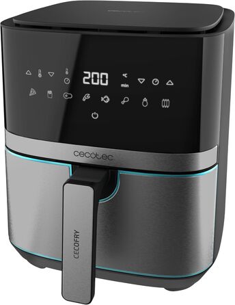 Фритюрниця без олії Cecotec Cecofry Full InoxBlack Pro 5500, 5.5 л, 1700 Вт, 8 режимів, PerfectCook, LED-дисплей
