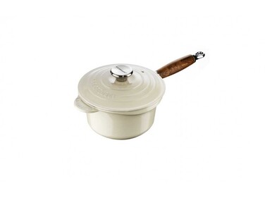 Відро з дерев'яною ручкою та кришкою 18 см, бежеве Creme Le Creuset