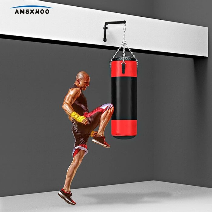 Настінне кріплення для боксерської груші AMSXNOO, сталева обертається підставка для мішків з піском, підвісна підставка для боксерської груші, важка фіксована рама для тренувань з боксу, спортивне обладнання для фітнесу (Колір Чорний, Розмір 60X30 см) 60x