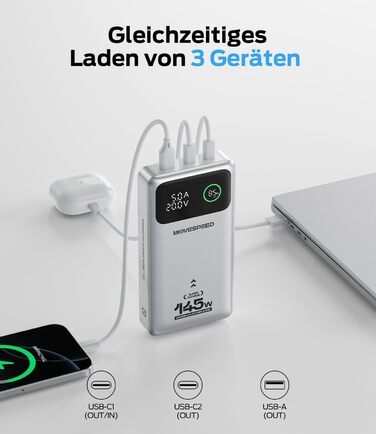 Power Bank MOVESPEED 145W 25000mAh з 3 USB-портами, PD 3.1, Digital Display - для ноутбуків, iPhone, Galaxy, iPad