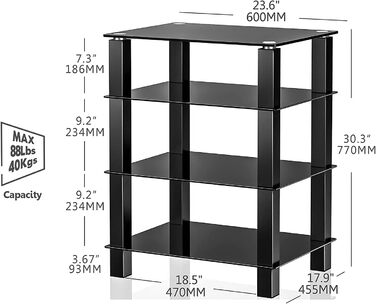 Стійка під телевізор FITUEYES HiFi Regal Audio Schrank Glas & Alu 600x455x762мм AS406001GB