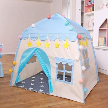 Дитячий ігровий намет із зірковими вогнями Princess Castle Teepee для внутрішнього та зовнішнього використання (синій)
