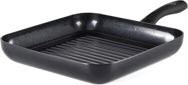 GreenChef Diamond Grillpfanne з антипригарним покриттям Ceramic, 28 см, без PFAS, для індукційних плит, термостійка до 160°C, можна мити в посудомийній машині, чорний колір