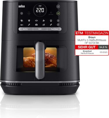 Фритюрниця повітряна Braun MultiFry 3 HF 3030, 4.3 л, 1500 Вт, цифрове керування, 8 програм, чорна