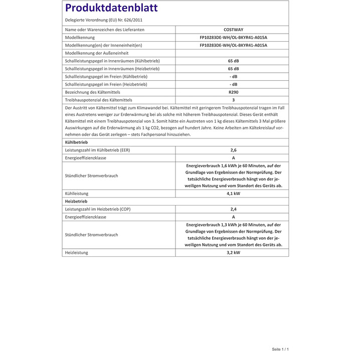 Мобільний кондиціонер COSTWAY 14000 BTU з повітропроводом, 5-в-1: охолодження, обігрів, осушення, вентиляція, нічний режим, для приміщень до 135 м³, керування через додаток і пульт, автоматичне розморожування