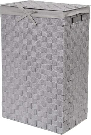 Кошик для білизни RAN6891 Stan з кришкою, ручками, плетіння, металевий каркас, знімне вкладиш з льону, 30 x 30 x 50 см, Колір: Коричневий