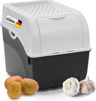 Короб для зберігання картоплі Novaliv | 2x маленька 3,5L | Білий | Короб для цибулі | Контейнер для овочів, що складається | Короб для картоплі, цибулі, фруктів | Преміум якість | Зберігання овочів та фруктів