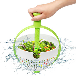 Невеликий салатник, швидко і легко обертається кошик для зливу, сушарка для овочів, очищувач фруктів, кухонний, овочевий, миючий фільтр зі складною ручкою - Відцентрове зневоднення