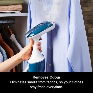 Відпарювач для одягу Morphy Richards 361000 Hand Held, нержавіюча сталь/пластик, 260 л, білий/блакитний