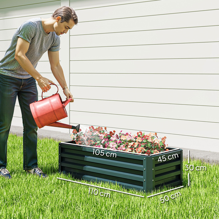 Набір з 2-х металевихRaised Garden Beds (Високі грядки), Відкритий ґрунт, Для саду та балкону, 110x50x30 см, Зелений