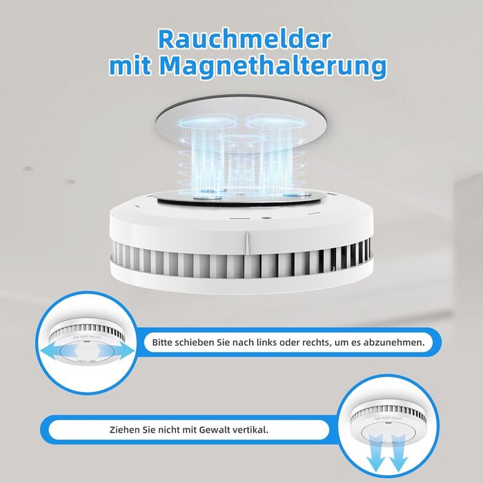 Датчик диму Mini з батареєю 10 років, сертифікат TÜV Rheinland, магнітне кріплення, 85 дБ, автономний, білий (1 шт.)