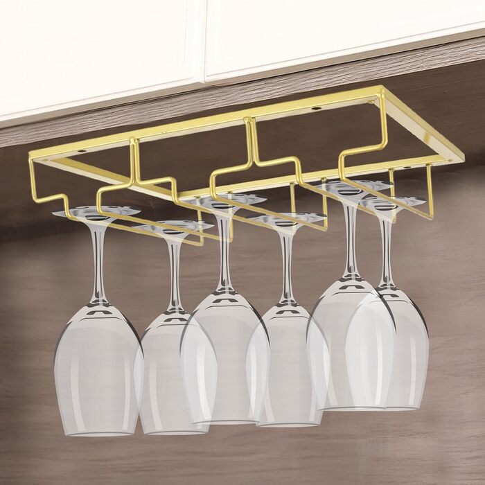 Тримач для келихів вина GBCHOOSE (2 шт.), золото, під шафу, для барів та кухні