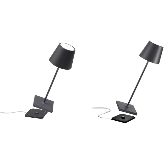 Zafferano Poldina Pro Mini – бездротова LED-лампа для дому та саду, білий колір, сенсорне керування, регулювання яскравості, 30 см, з зарядним пристроєм