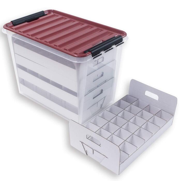 Коробка для новорічних кулі - ялинкових прикрас та декору (61 літр), червона