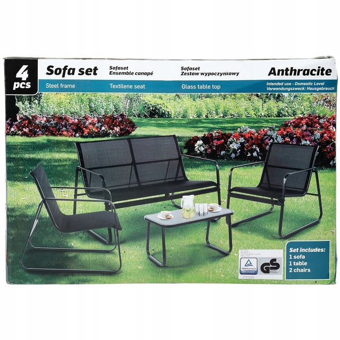 Комплект садових меблів зі штучного ротанга ZD Trading Lato, чорний, 4 предмети