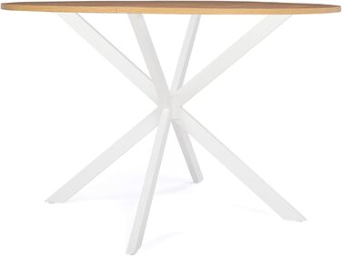 Столовий стіл IDMarket Alix, круглий, на металевих ніжках, 110 см, для 4-6 осіб, дерево та білий колір