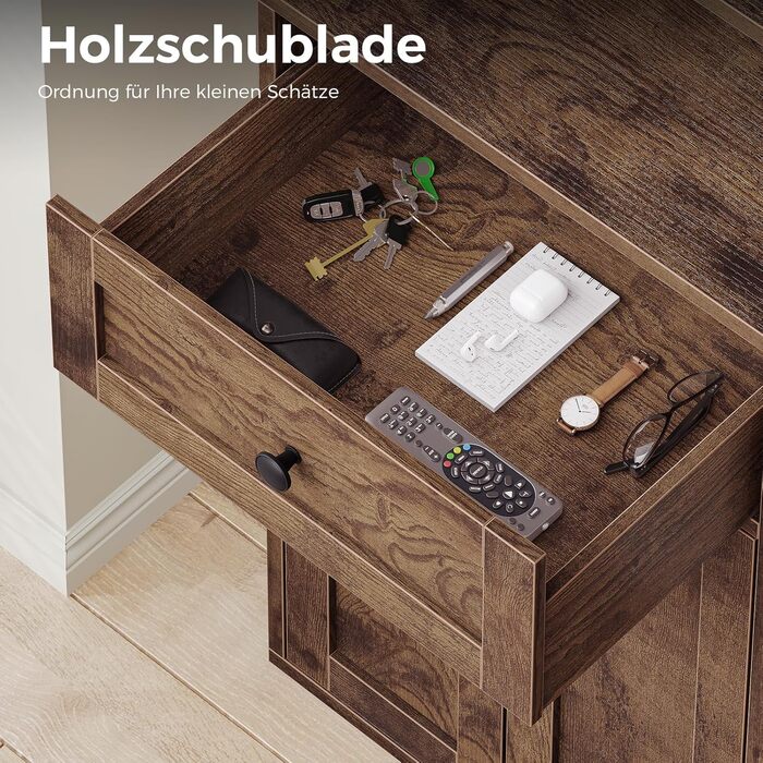 Стелаж Coleshome з дверцятами та шухлядами: 5 полиць, 48x24x164.2 см, для дому, офісу, вітальні, спальні (білий, рустикальний коричневий)