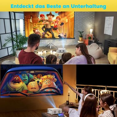 Mini проєктор Bluetooth Full HD 1080P: портативний проєктор для iOS, Android, Windows з пульт, 50% зум