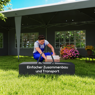 Павільйон приблизно 3x6 м, водонепроникний, швидкомонтований (pop-up) з 4 боковими стінками, вікнами, захистом від ультрафіолету, сірий, у комплекті сумка для перенесення.