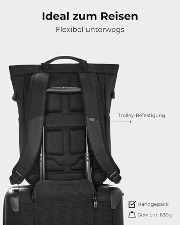 Рюкзак Johnny Urban для чоловіків і жінок - Harper - Денний рюкзак для відпочинку, спорту на кожен день - Денний рюкзак з безліччю відділень - 16-дюймовий відсік для ноутбука та ремінь для візка - водовідштовхувальний чорний
