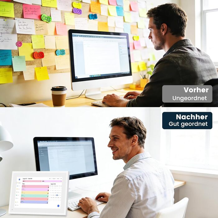 Цифрова фоторамка Frameo 10.1 дюймів WLAN, Full HD IPS сенсорний екран 1280x800, 32ГБ пам'ять, автоматичний поворот, можливість монтажу на стіну, керування через додаток Frameo (Білий)