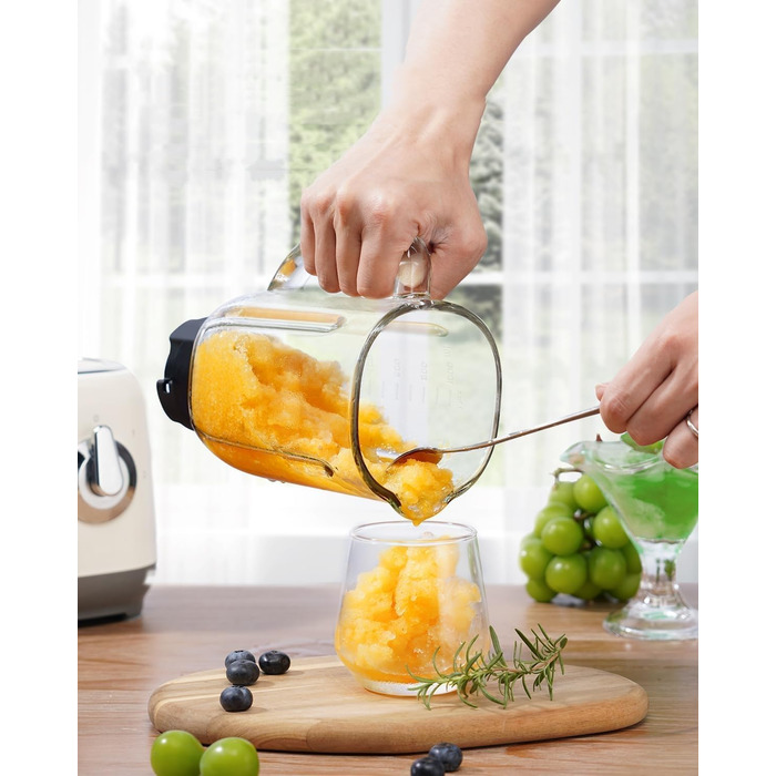 Шардор Стаціонарний міксер, блендер для смузі з 6 лезами з нержавіючої сталі, 2 швидкості та функція P-Turbo, 700 Вт, 1,25 л скляний глечик