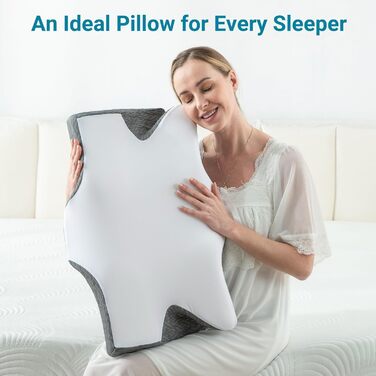 Ортопедична подушка Elviros з піною Memory Foam, ергономічна подушка для шиї, підтримка для спини та бокових сліпців (біла)