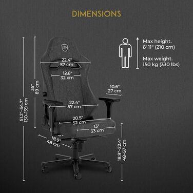 Крісло ігрове Noblechairs Hero з підтримкою попереку, тканина, TX-Антрацит