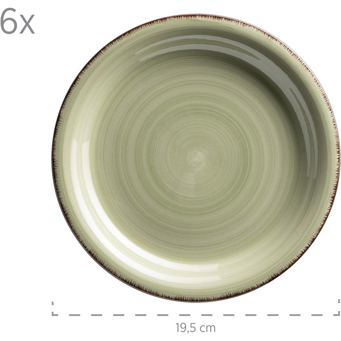 Набір вінтажного посуду 30шт на 6 персон Керамічний обідній сервіз з ручним розписом Керамограніт (зелений)